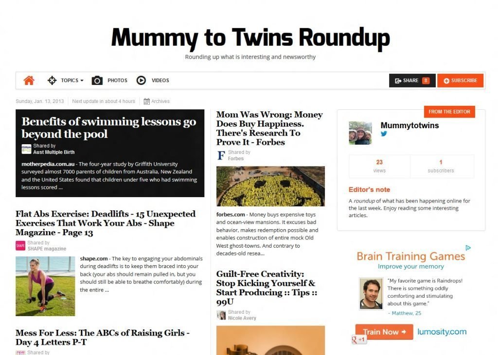 Mummy to Twins Roundup - Rounding up what is interesting and newsworthy". 